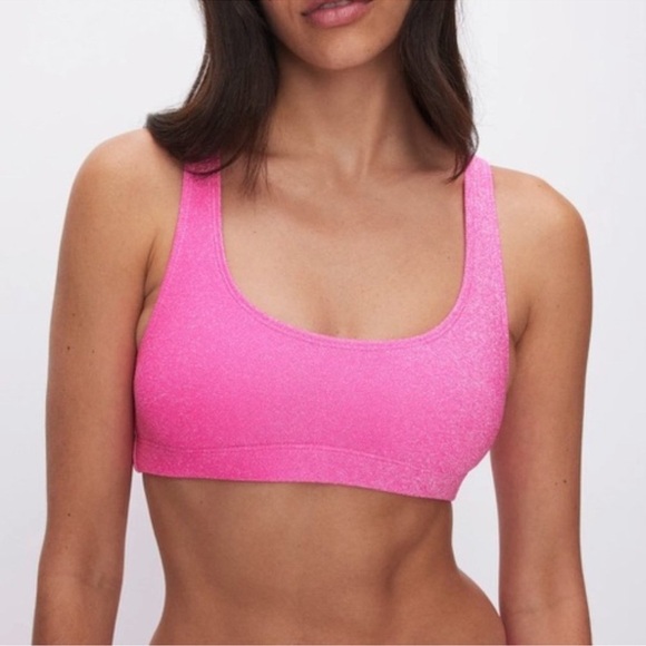 GOOD AMERICAN Bright Pink Always Fits Scoop Neck‎ Swim Top Size 3/4 or L/XL NWT - Picture 1 of 10